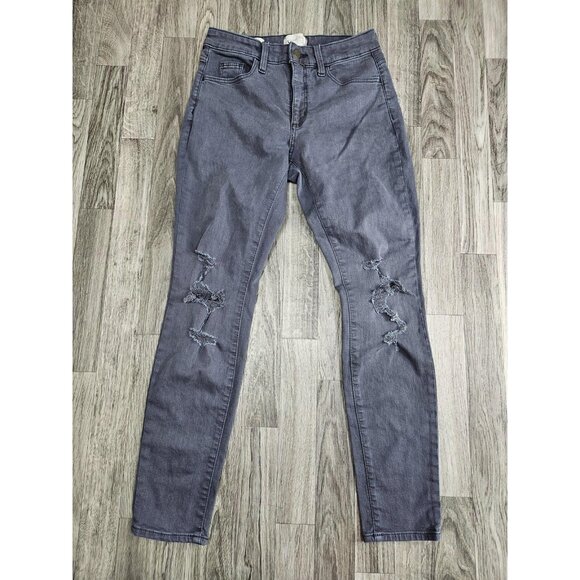 (3/$35) Universal Thread Jeans Womens 2 / 26 Gray High Rise Skinny Distressed - Picture 1 of 12